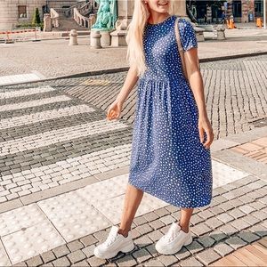 Blue and white dress